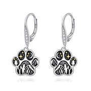 YAFEINI Pet Paw Print Earrings 925 Sterling Silver Mountain Paw Hoop Earrings Dog Cat Jewelry Gifts for Women Cute Claw Dangle Earrings for Pet Lovers