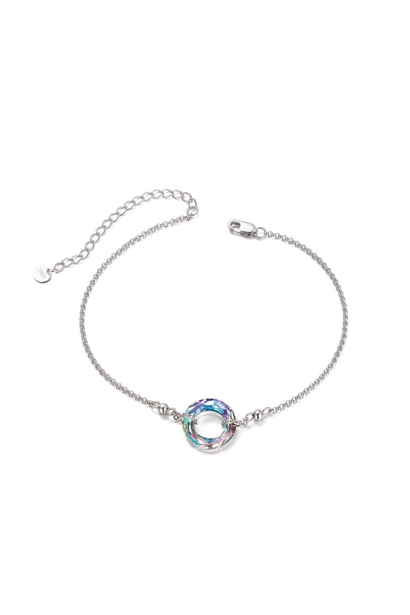 Purple Crystal Silver Bracelet for Women Sterling Silver Female Friendship Bracelet Jewelry Gifts