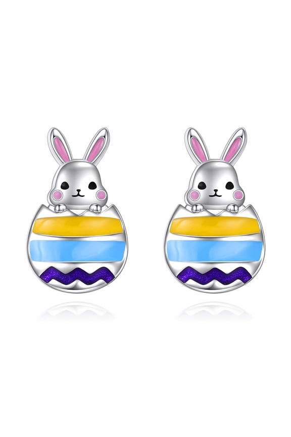 Rabbit Stud Earrings 925 Sterling Silver Rabbit Easter Earrings for Women Cute Animal Jewelry for Rabbit Lovers