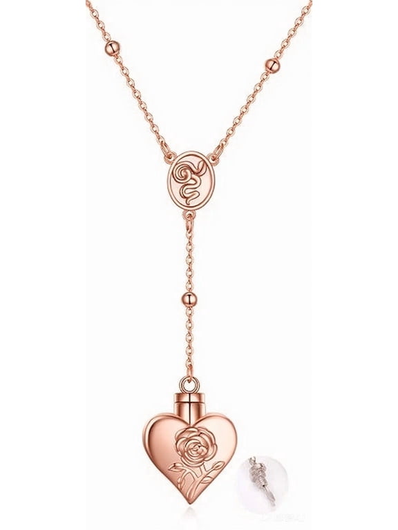 Rose Gold Plated LDR Necklace Sterling Silver Stash Snuffle Spoon Necklace Hidden Scoop Rosary Chain Heart Shaped With Snakes and Spoon Pendant Jewelry
