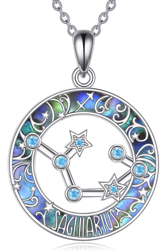 Sagittarius Necklace 925 Sterling Silver Constellation Pendant Necklace Zodiac Sign Necklaces Sagittarius Jewelry for Women Men