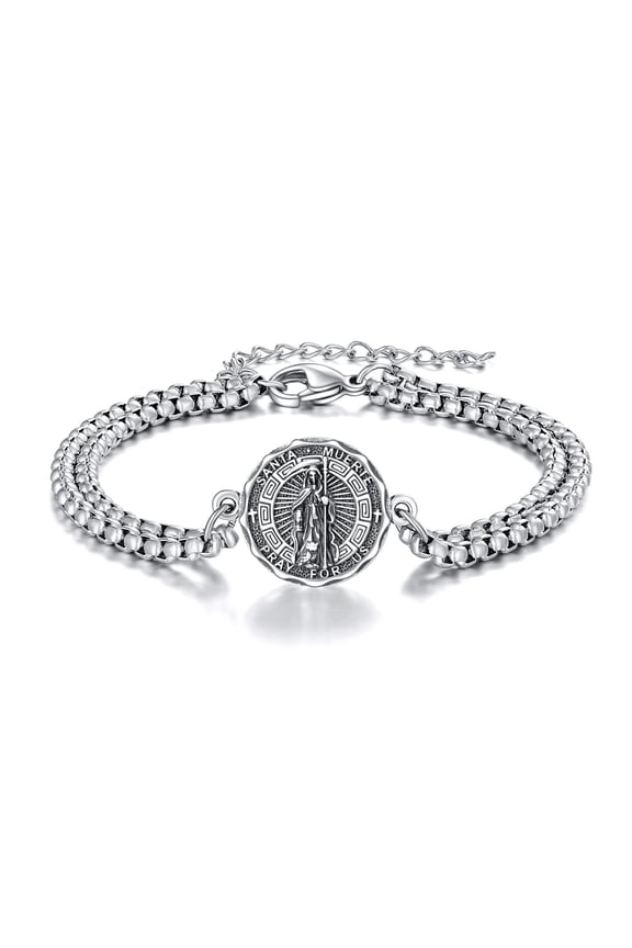 Santa Muerte Bracelet Sterling Silver Religious Protector Bracelet Santa Muerte Jewelry Gift for Women Men