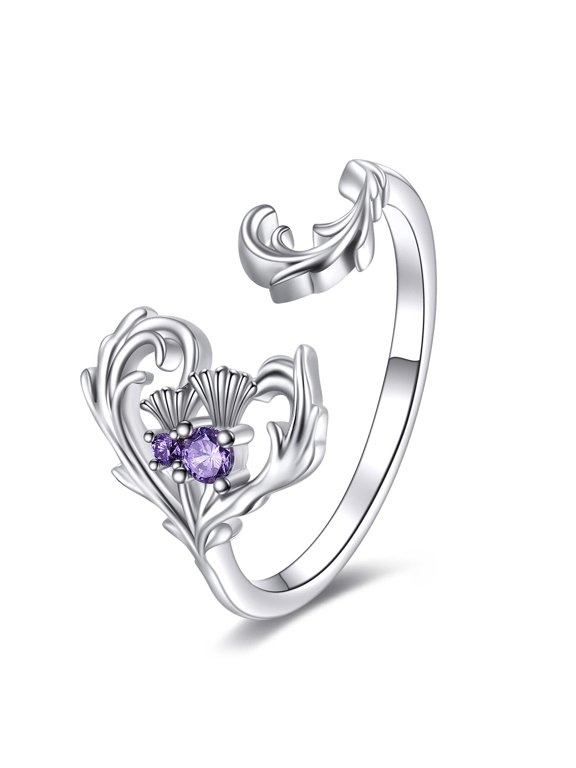 Scottish Thistle Ring for Women Sterling Silver Thistle Jewelry Gifts for Friend (flower 1, 7)