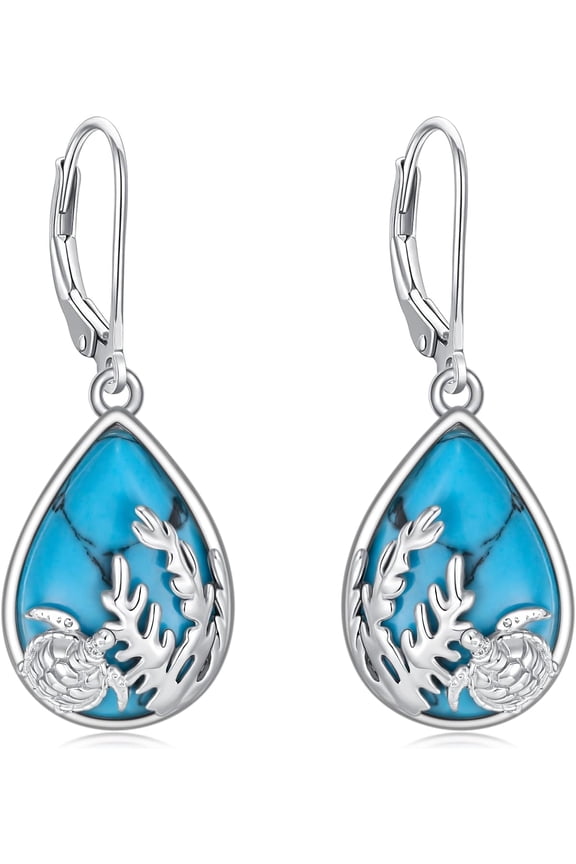 Sea Turtle Earrings Turquoise Turtle Earrings Sterling Silver Turtle Earrings Graduation Ocean Valentine's Day Gift Jewelry for Women Wife Mother
