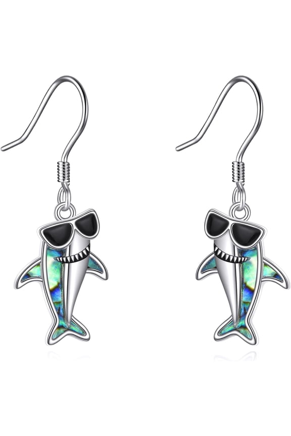 Shark/Cute Alpaca 925 Sterling Silver Dangle Earrings Funny Animal Jewelry Gift for Women Birthday Christmas