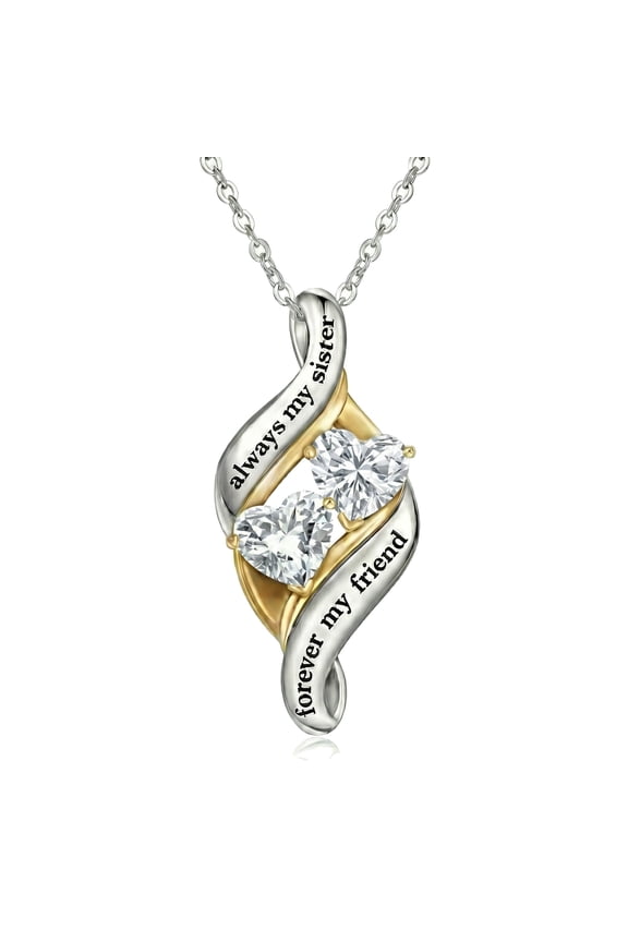 Sister Birthstone Necklace Diamond and Diamond Pendant April and April Jewelry Anniversary Birthday Christmas Gifts for Women Her Sister