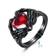 YAFEINI Skull Hand Heart Ring Sterling Silver Halloween Rings Goth Claddagh Jewelry Birthday Gifts Birthday for Women Men urn, 7