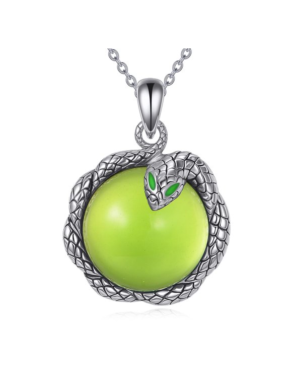 Snake Necklace Sterling Silver Snake Peridot Pendant Jewelry Gifts for Women