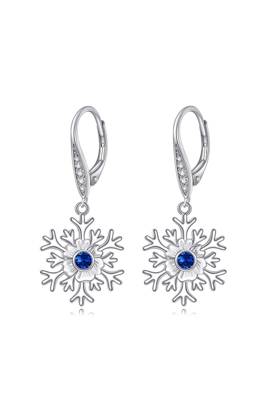 Snowflake Earrings for Women Sterling Silver Leverback Snowflake Dangle Drop Jewelry Gift for Women