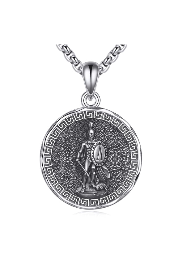 Spartan Warrior Necklace Sterling Silver Religious Protector Pendant Greek Sparta Jewelry Gifts for Women Men