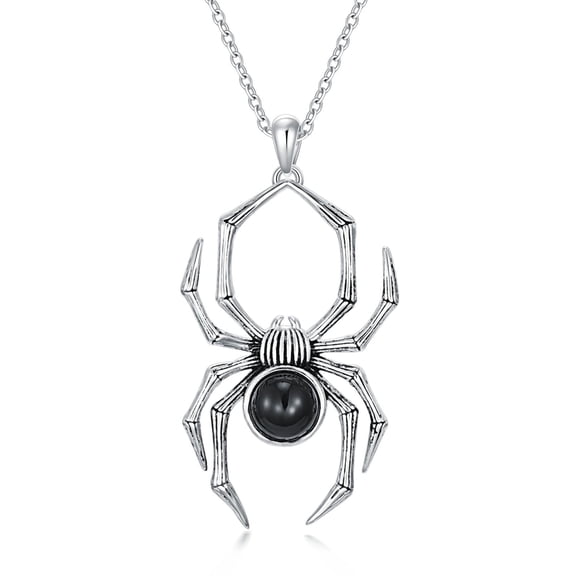 YAFEINI Spider Necklace Obsidian Spider Pendant Sterling Silver Spider Pendant Jewelry Christmas Jewelry for Women Wife