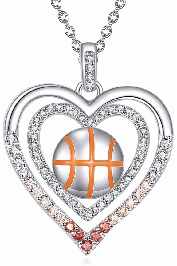 Sports Jewelry Gifts for Women Sterling Silver Softball Baseball Golf Basketball Volleyball Bike Runner Pendant Necklace for Softball Lovers and Fans Jewelry Gift