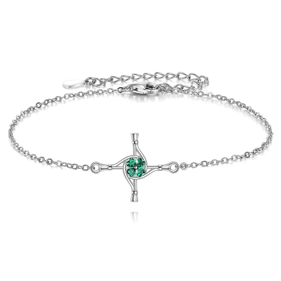 YAFEINI St Bridgets Cross Bracelet Sterling Silver Saint Brigid Cross Charm Bracelet Irish Jewelry for Women Irish Gifts