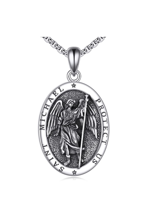St. Raphael Necklace for Men Sterling Silver St. Raphael Necklace Religious Protector Pendant St. Raphael Jewelry Gift for Women (St. Raphael)