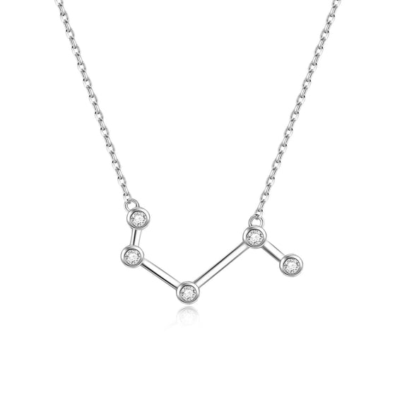YAFEINI Sterling Silver Aries Necklace Zodiac Constellation Necklace Astrology Horoscope Jewelry Pendant Necklace with Clear Austria Crystals, Anniversary Birthday Jewelry Gifts