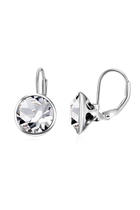 Sterling Silver Bella Earrings Embellished with Crystals from Austria, Hypoallergenic Leverback Earrings, Christmas Anniversary Birthday Jewelry Gifts for Women Daughter Mom Grandma Wife