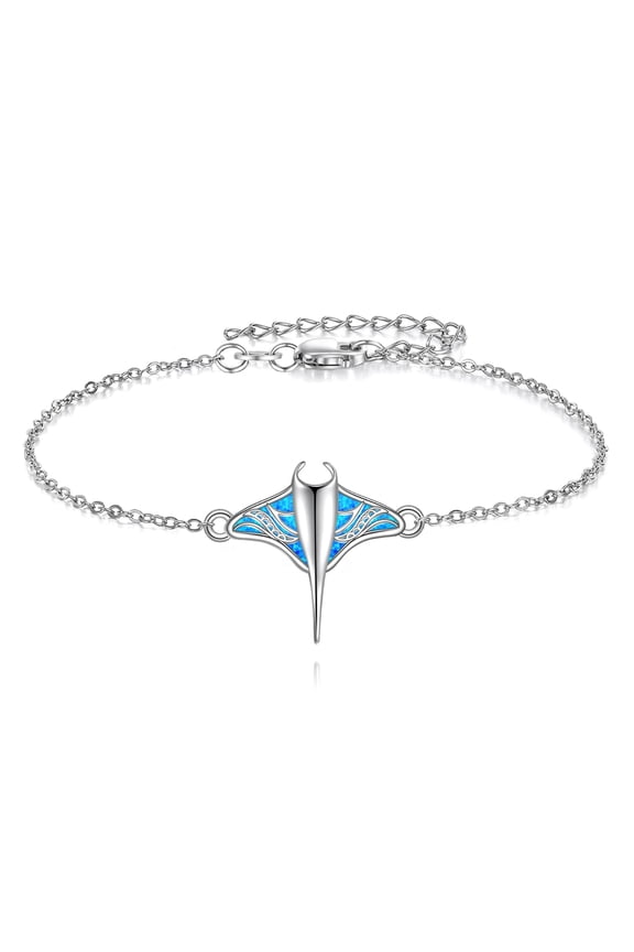 Stingray Anklet Blue Opal Mantaray Jewelry Manta Ray Gift For Women Mom