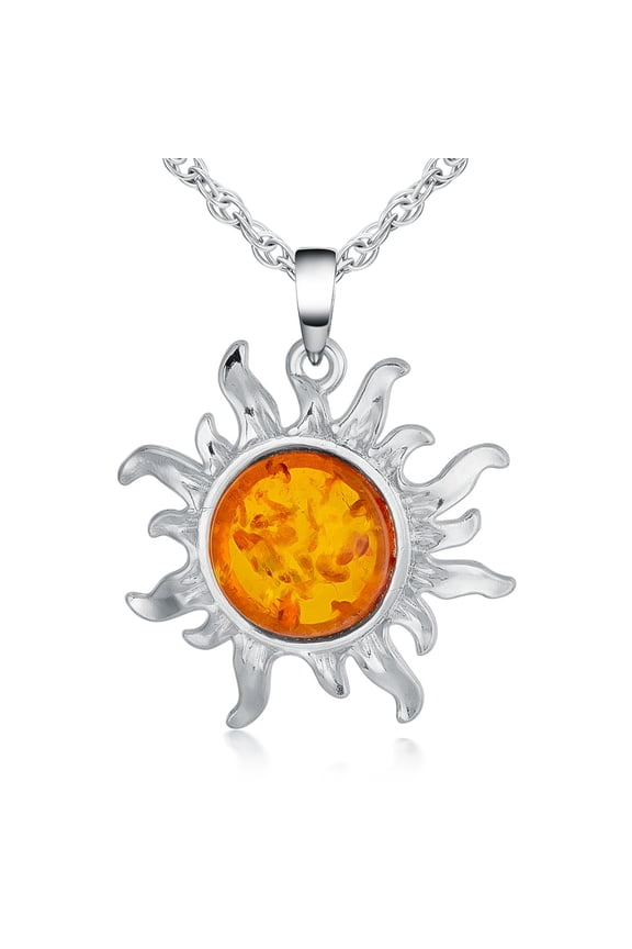 Sun Pendant Necklace Amber Sun Necklace Christmas Jewelry Gift for Women