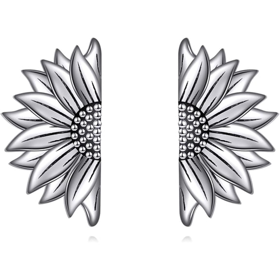 YAFEINI Sunflower Earrings 925 Sterling Silver Sunflower Stud Earrings Half Sunflower Earrings Flower Jewelry Gift for Women Lover Wife