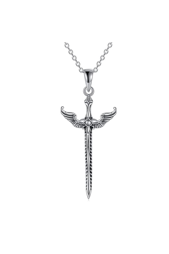 Sword Cross Necklace for Women Sterling Silver Angel Wings Cross Jewelry Gifts