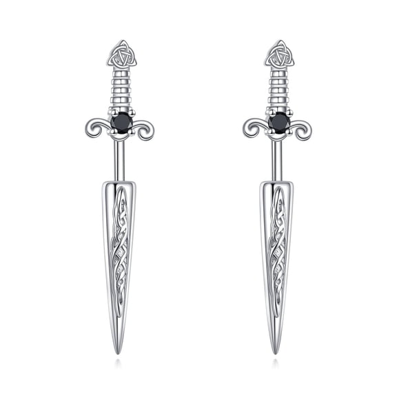 YAFEINI Sword Earrings for Women Men 925 Sterling Silver Celtic Knot Earrings Irish Studs Earrings Gothic Punk Sword Jewelry Gift