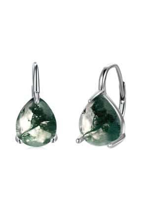 Teardrop Moss Agate Earrings for Women Flower Amber Jewelry Gifts