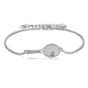 YAFEINI Tennis Racket Bracelets Sterling Silver Sport Jewelry Sport Theme Gift for Women Men Tennis Lover