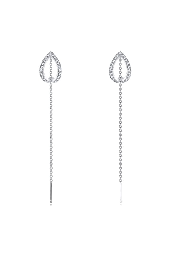 Threader Heart Hoop Earrings Sterling Silver Chain Pull Through Dangle Drop Earrings Minimalist Jewelry Gifts for Women