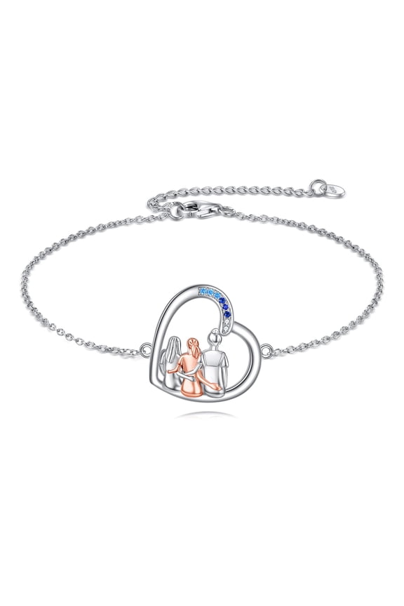 Three Sisters Bracelet Sterling Silver 3 Sisters Gifts Friendship Jewelry Birthday Gifts for My Sister Women Friends (Heart Three Sister)