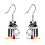 YAFEINI Trash Panda Raccoon Earrings Sterling Silver Dangle Drop Earrings Hypoallergenic Animal Earrings Jewelry Gifts for Women