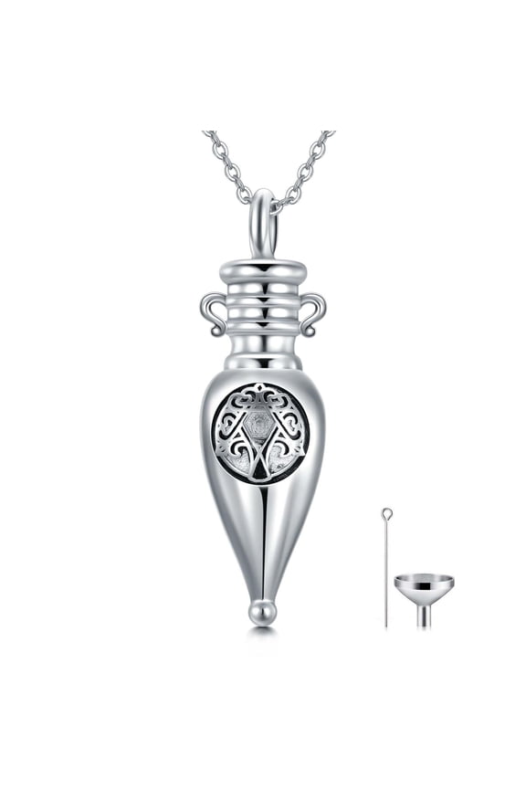 Tree of Life Urn Necklace for Ashes Sterling Silver Star of David Cremation Pendant Jewish Keepsake Jewelry for Women Men Hebrew Gifts For Hanukkah