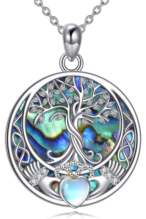 Tree of Life Necklace 925 Sterling Silver Claddagh Necklace Celtic Knot Pendant Necklace Jewelry Gifts for Women