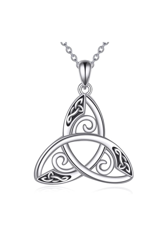 Trinity Celtic Necklace 925 Sterling Silver Ireland Triple Celtic Pendant Necklace For Women