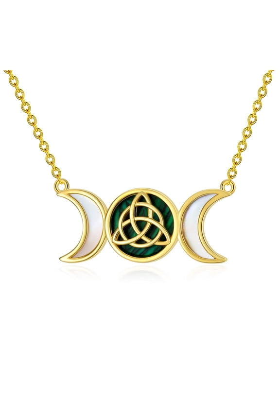 Triple Moon Goddess Necklace S925 Sterling Silver Celtic Knot Triple Goddess Pendant Necklace Triple Moon Jewelry Gifts for Women