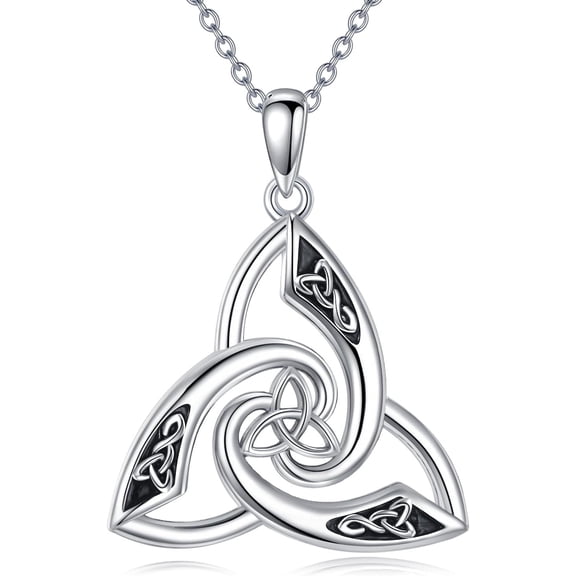 YAFEINI Triquetra Trinity Knot Necklace Sterling Silver Celtic Knot Pendant Necklace Irish Jewelry Gift For Women