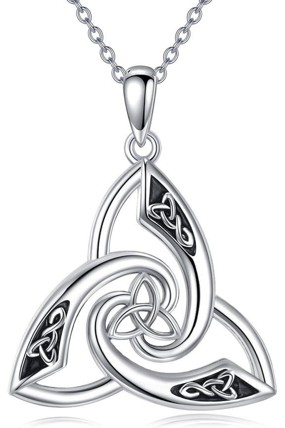 Triquetra Trinity Knot Necklace Sterling Silver Celtic Knot Pendant Necklace Irish Jewelry Gift For Women