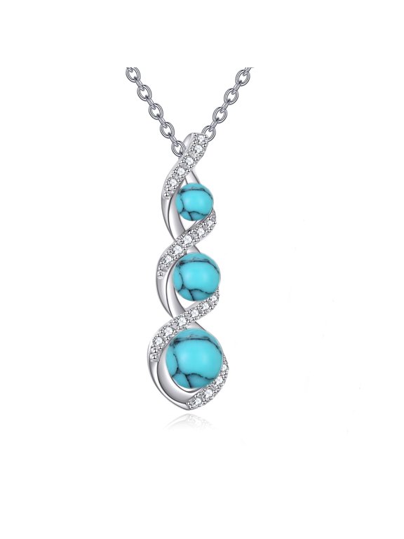 Turquoise Necklace for Women Sterling Silver Turquoise Pendant Jewelry Gift for Women (turquoise)