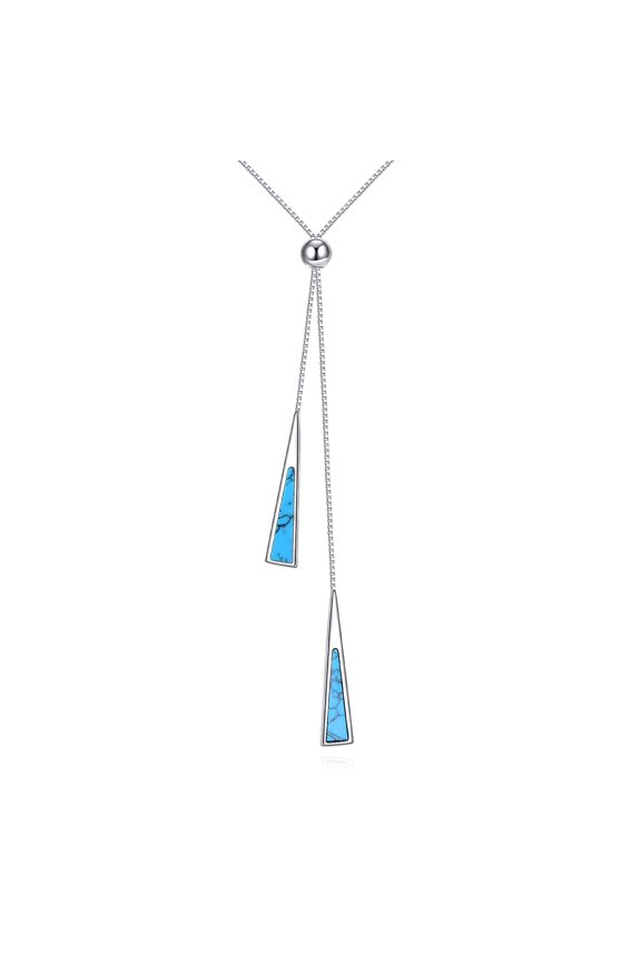 Turquoise Triangle Necklace for Women 925 Sterling Silver Triangle Pendant Minimalist Necklace Turquoise Minimalist Geometric Jewelry Gifts for Mother Wife Birthday Valentine's Day