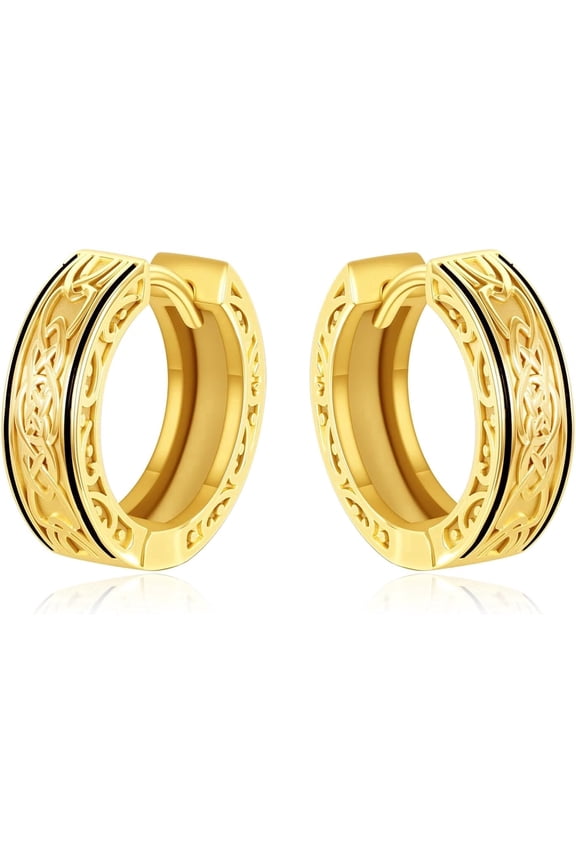 Viking Earrings Men 925 Sterling Silver 14k Gold Plated Viking Hoop Earrings Viking Gifts for Men Women