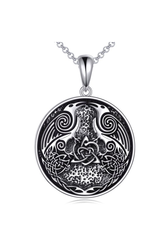 Viking Raven Necklace for Men Women Crow Pendant Norse Pagan Jewelry Valknut Necklaces Pendant