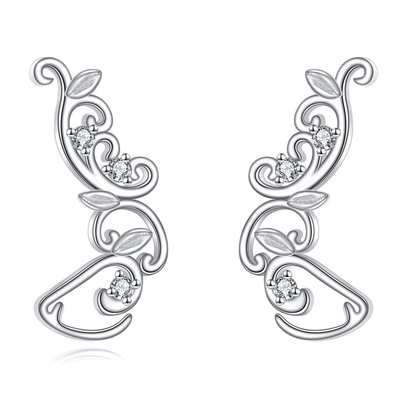 YAFEINI Vintage Ear Climbers Earrings for Women 925 Sterling Silver Filigree Ear Crawler Cuff Studs Jewelry Gifts