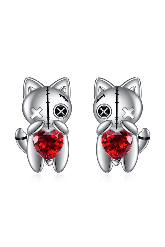 Voodoo Cat Earrings Sterling Silver Gothic Witch Stud Earrings Jewelry Witchy Gifts for Women