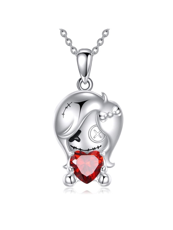 Voodoo Doll Necklace Sterling Silver Gothic Pendant Witch Jewelry Witchy Gift for Women