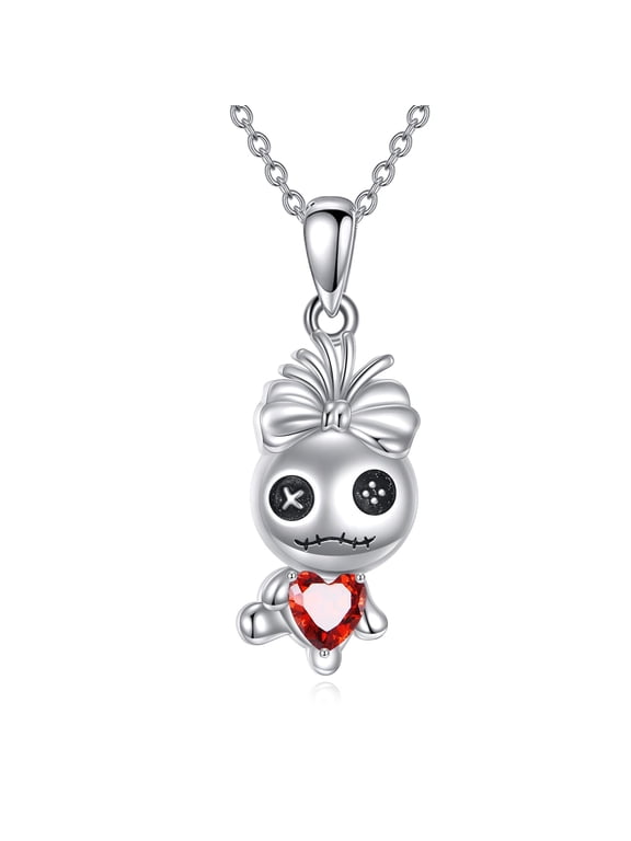 Voodoo Doll Necklace Sterling Silver Gothic Pendant Witch Jewelry Witchy Gifts for Women