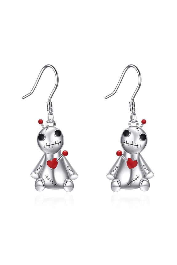 Voodoo Earrings Sterling Silver Witch Voodoo Earrings Gothic Drop Dangle Earrings Jewelry Gifts for Women
