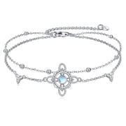 YAFEINI Witches Knot Bracelet Sterling Silver Celtic Four Corner Anklet Bracelet Good Luck Irish Celtic Knot Charm Bracelet Triquetra Wicca Magick Jewelry for Women