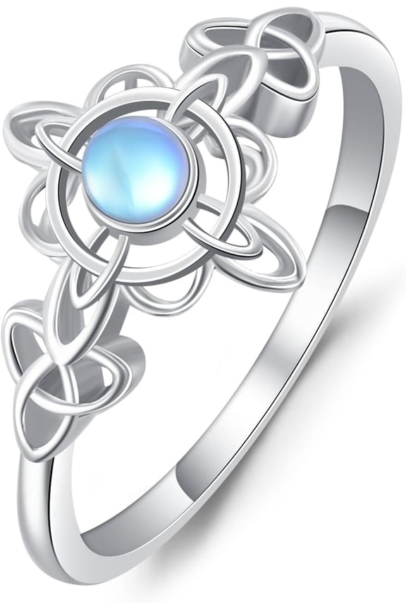 Witches Knot Ring Sterling Silver Celtic Knot Moonstone Ring Nudo de Bruja Plata Witch Jewelry Gift for Women
