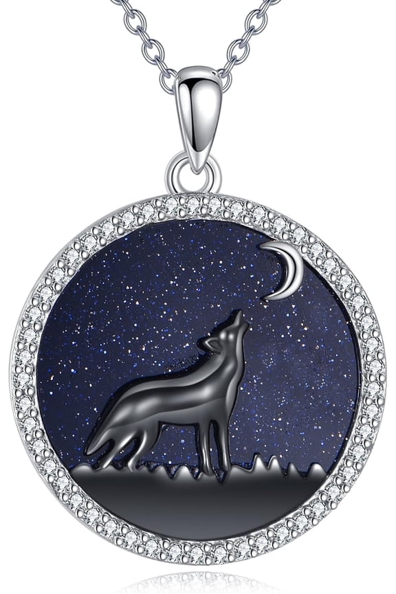 Wolf Necklace for Women 925 Sterling Silver Wolf Abalone Necklace Pendant Animal Jewelry Gifts for Women