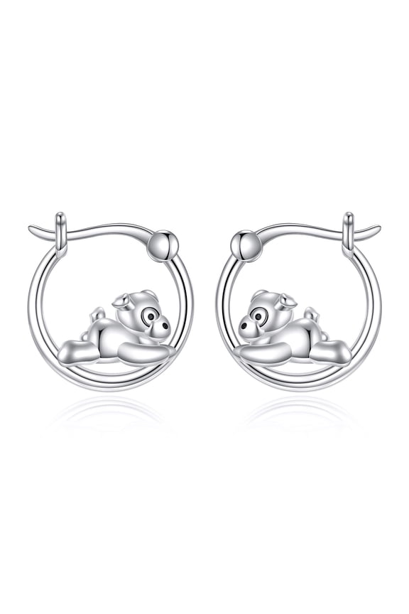 Yorkie Earrings for Women 925 Sterling Silver Puppy Dog Hoop Earrings Animal Jewelry for Sensitive Ears Jewelry Gifts