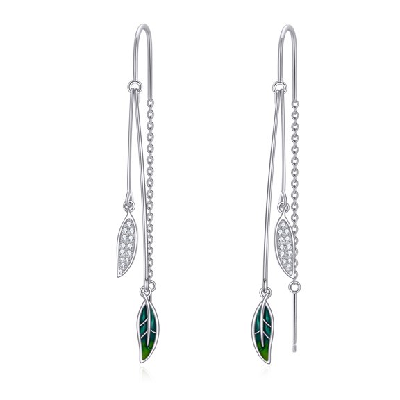 YAFEINI jewelry gift for Women with 925 sterling silver leaf ear thread